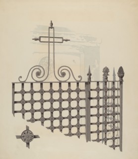 Iron Gate and Fence, c. 1936. Creator: Joseph L. Boyd.