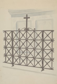Iron Gate and Fence, c. 1936. Creator: Joseph L. Boyd.