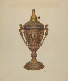 Ornamental Oil Lamp, c. 1940. Creator: Joseph L. Boyd.