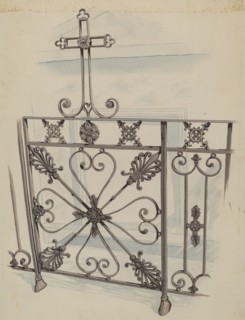 Iron Gate and Fence, c. 1936. Creator: Joseph L. Boyd.