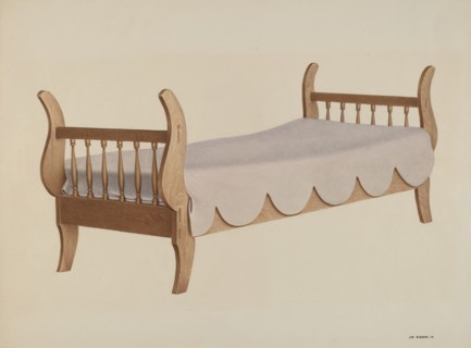 Sleigh Bed, c. 1940. Creator: Joe Brennan.