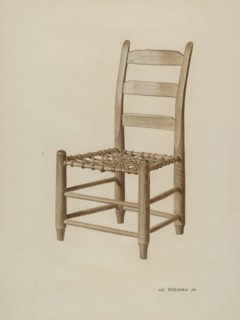 Braided Rawhide-bottomed Chair, c. 1939. Creator: Joe Brennan.