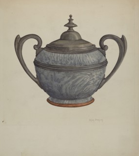 Pewter Sugar Bowl, c. 1937. Creator: Helen Bronson.