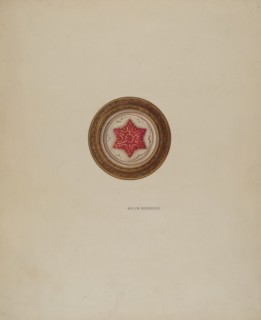 Mirror Support - Red Six Point Star, c. 1941. Creator: Helen Bronson.
