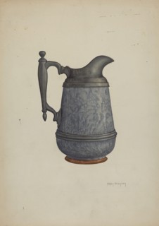 Pewter and Ceramic Pitcher, c. 1937. Creator: Helen Bronson.