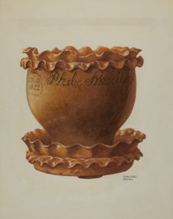 Pa. German Flower Pot and Saucer, c. 1941. Creator: Ethelbert Brown.