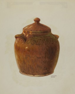 Pa. German Jar with Lid, c. 1941. Creator: Ethelbert Brown.