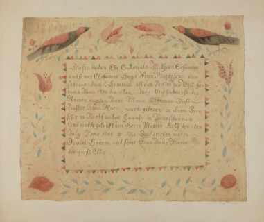 Pa. German Birth Certificate, c. 1940. Creator: Ethelbert Brown.