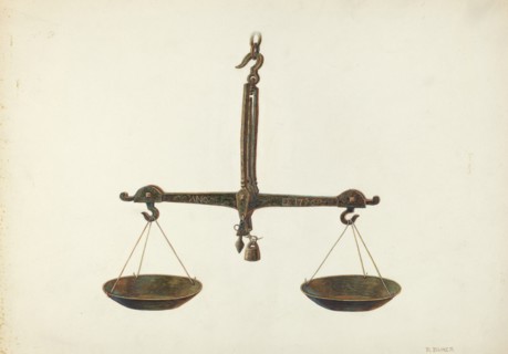 Balance Scales, c. 1939. Creator: Ruth Buker.