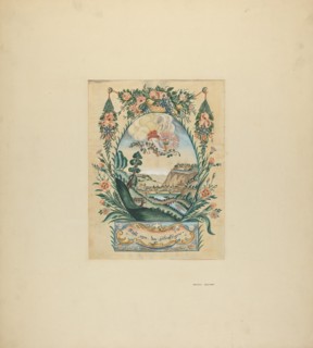 Zoar Decorative Painting: "This World and the Next", c. 1938. Creator: Angelo Bulone.