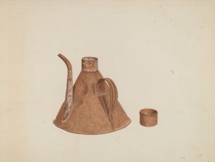 Oil Can with Spout, c. 1938. Creator: Earl Butlin.