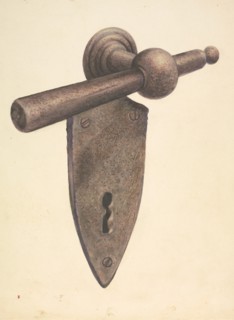 Metal Door Lock, c. 1937. Creator: Earl Butlin.
