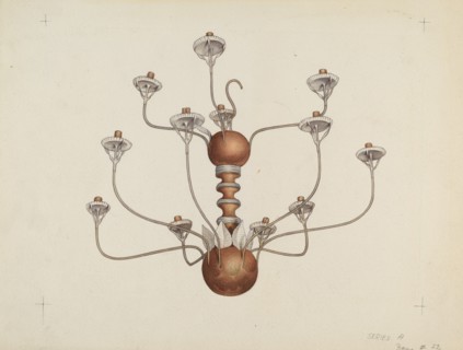 Wood and Tin Chandelier, c. 1937. Creator: George Constantine.