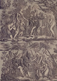 Le Romance du Cortés (The Song of Cortez) (Furnishing Fabric), Nantes, 1815. Creator: Favre-Petitpierre et Cie.