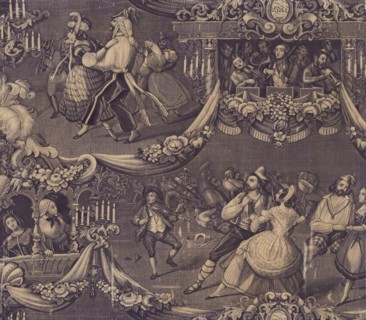 Le Bal (The Costume Ball) (Furnishing Fabric), France, 1827/40. Creator: Unknown.