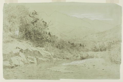 River Stream with Mountains in the Distance, 1856/92. Creator: Alexander Helwig Wyant.
