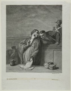 À la cour d'assises: L'avocat, debout, s'entretenant avec l'accusé, 1878. Creator: Burn Smeeton.