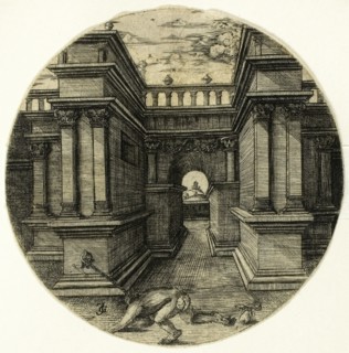 The Ape Tied in a Courtyard, 1520/30. Creator: Jean de Gourmont.