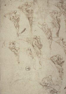 Studies for Prophets in Spandrels, c.1555. Creator: Aurelio Luini.