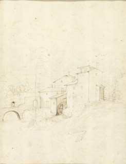 Watermill with Figures on an Arched Bridge, 1508/09. Creator: Fra Bartolomeo.