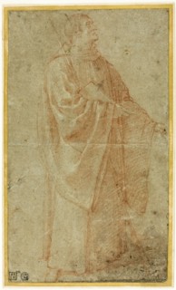 Standing Monk Holding a Book and Staff, c.1590. Creator: Bartolomeo Cesi.