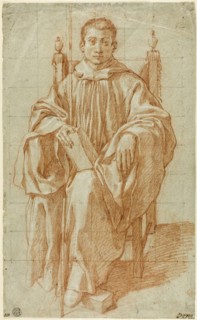 Seated Youth Wearing a Monk's Habit: Study for Saint Benedict, 1590. Creator: Bartolomeo Cesi.