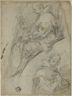 Two Studies of Carthusians (recto); Three Sketches of Heads of Carthusians (verso), 1591/92. Creator: Bernardino Poccetti.