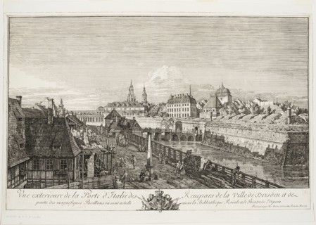 Exterior View of the Italian Gate of the Ramparts of the Town of Dresden, 1750. Creator: Bernardo Bellotto.