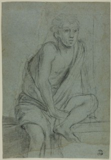 Seated Youth: Study for Flagellation of Saint Andrew, c.1608. Creator: Domenichino.