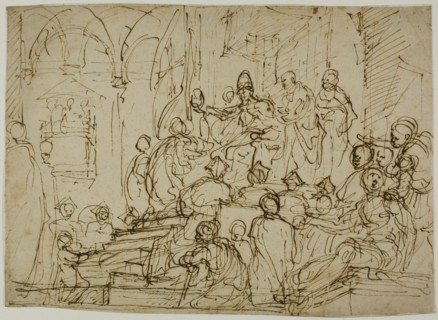 Enthroned King with Attendants, n.d. Creator: Domenico Cresti.