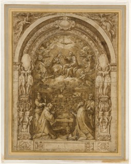 Coronation of the Virgin, with the Martyrdom of Saint Lawrence, c.1570. Creator: Federico Zuccaro.