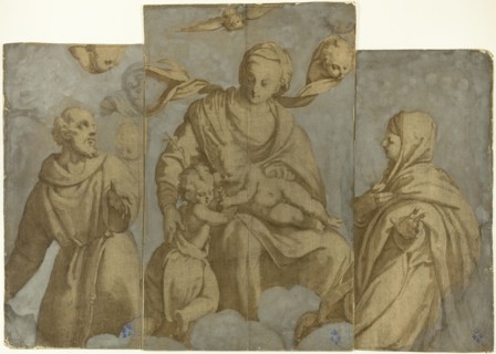 Virgin and Child with the Infant John the Baptist, and Saints Francis of Assisi and Clare, n.d. Creator: Felice Brusasorci.