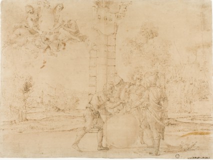 Octavian, Mark Antony, and Lepidus Dividing the Roman Empire, with Bologna in the..., c.1622. Creator: Francesco Brizio.