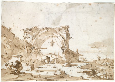 A Capriccio with a Ruined Gothic Arch, 1770/89. Creator: Francesco Guardi.