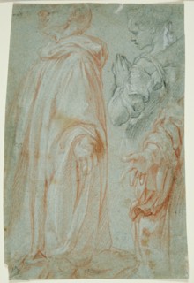 Three Studies for the Resurrected Christ Adored by a Female Saint and San Silvestro..., 1607. Creator: Francesco Vanni.