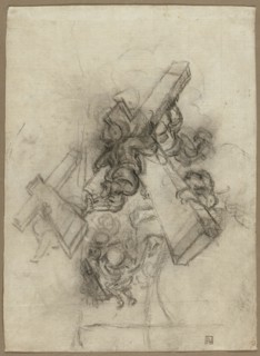 Putti Carrying the Cross (recto); Studies of a Hand (verso), 1672/75. Creator: Gian Lorenzo Bernini.