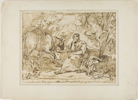 Angelica Resting at a Fountain, n.d. Creator: Giuseppe Bezzuoli.