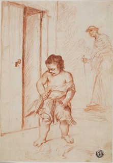 Study of Two Figures (recto); Fragmentary Copy (verso), 1710/15. Creators: Giuseppe Maria Crespi, Pieter de Jode.