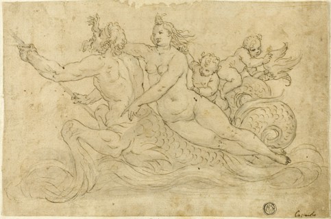 Triton, Nereid, and Putti, n.d. Creator: Giuseppe Mazzuoli the Elder.