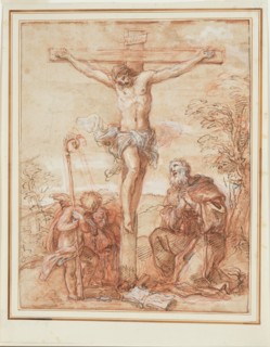 Saint Augustine and Two Angels Adoring the Crucifix, 1685/1695. Creator: Giuseppe Passeri.