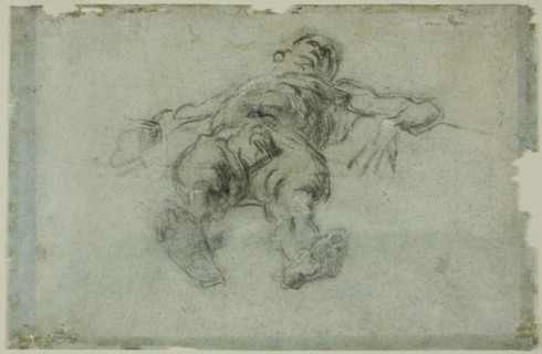 Reclining Male Nude, Foreshortened, 1562. Creator: Jacopo Tintoretto.