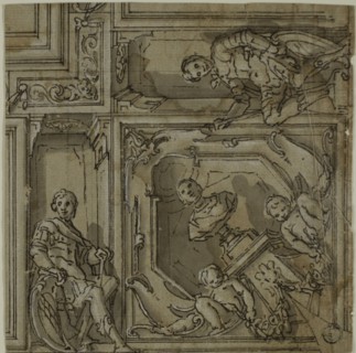 Design for Corner of a Ceiling Decoration, 1590/1614. Creator: Lazzaro Tavarone.