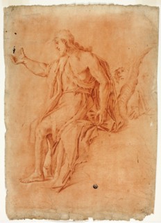 Saint John the Baptist Preaching (recto); Male Nude with Raised Arms and Sketches..., n.d. Creator: Luca Giordano.