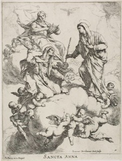 Saint Anne Received in Heaven by Christ and the Virgin, c.1653. Creator: Luca Giordano.