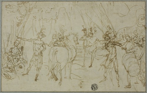 Scene with Soldiers, c.1589. Creator: Ludovico Cardi.