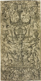Panel of Ornament with a Birdcage, c.1507. Creator: Nicoletto da Modena.