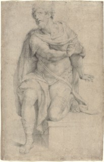 Study of a Kneeling Saint, 1570/75. Creator: Orazio Samacchini.