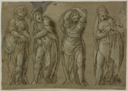 Four Standing Draped Female Figures, n.d. Creator: Paolo Farinati.