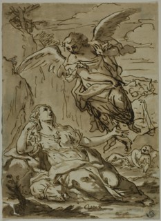 Angel Appearing to Hagar in the Wilderness, n.d. Creator: Pietro Gualla.