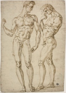 Two Standing Male Nudes, 1548/50. Creator: School of Baccio Bandinelli Italian, 1493-1560.